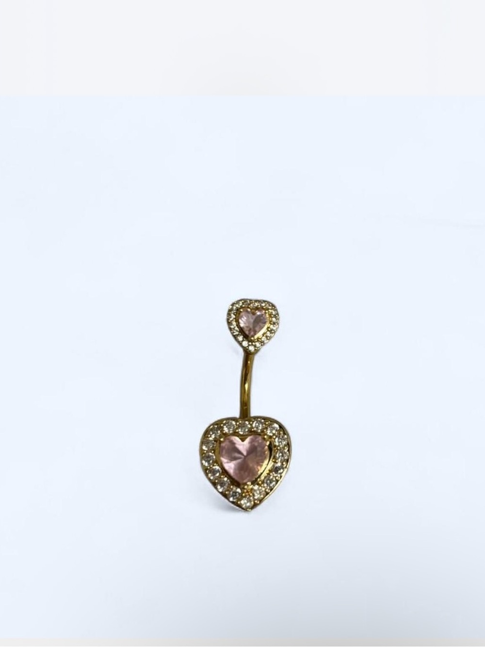 Y2K Pink heart belly ring with rhinestones